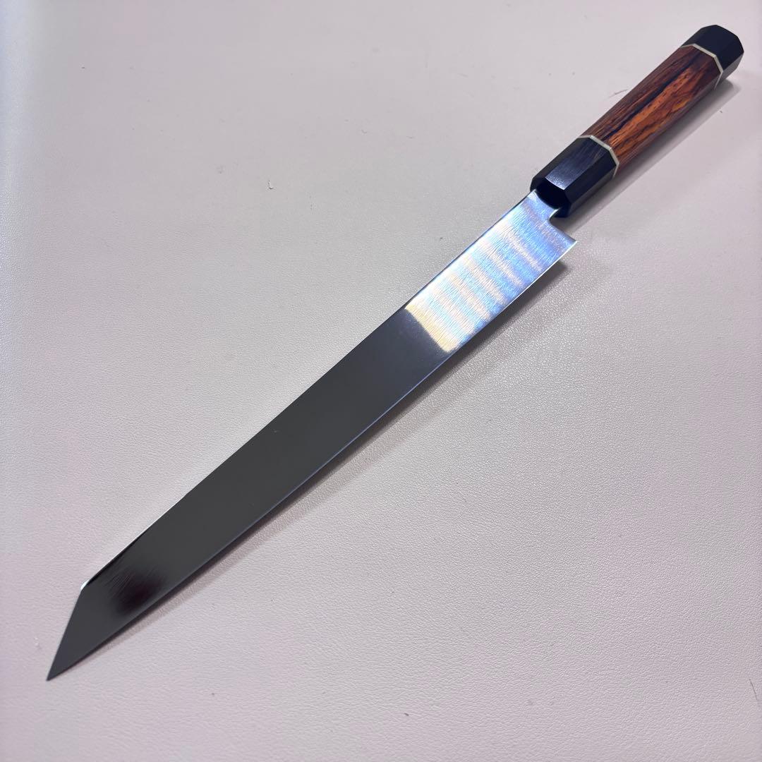 270mm 切付柳刃包丁 鏡面　天然木八角柄 刺身包丁 「全鋼」'+