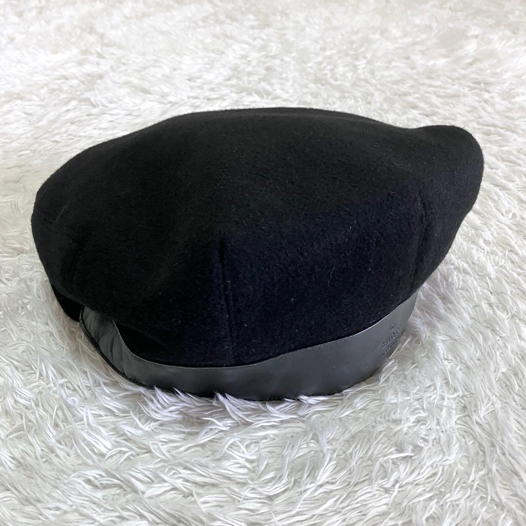GUCCI 帽子 ベレー帽 ハンチング帽 GG柄 ブラック