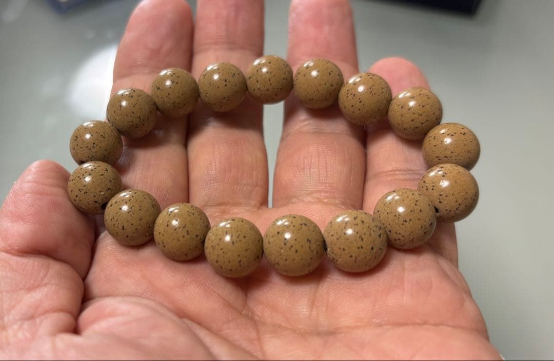 「万病の薬石」北投石 ブレスレット径１６ｃｍ（証明書付き）１２mm珠