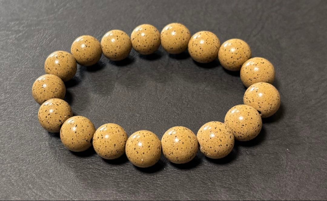「万病の薬石」北投石 ブレスレット径１６ｃｍ（証明書付き）１２mm珠