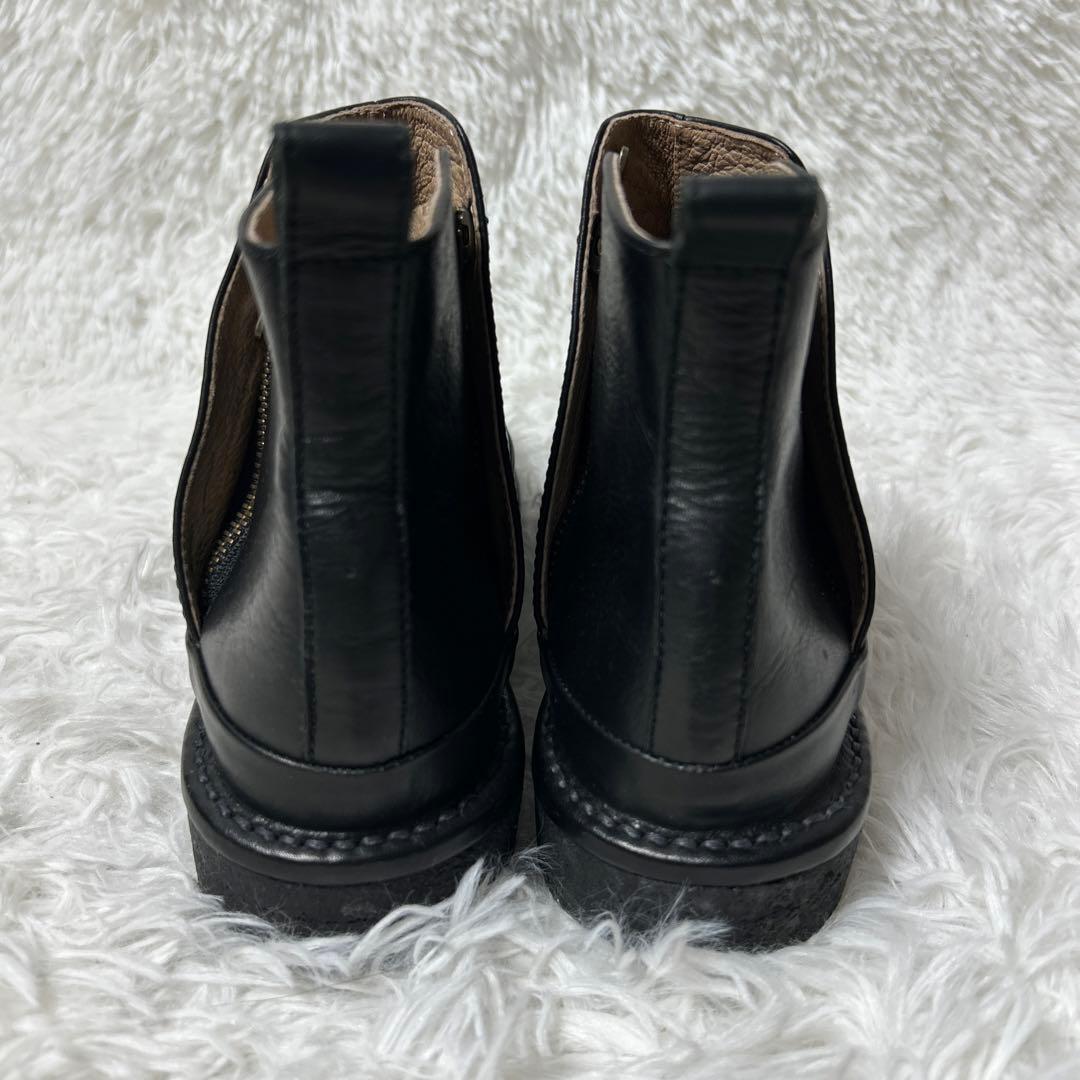 【未使用品】SAYA 撥水加工レザーショートブーツ ダブルジップ 24cm