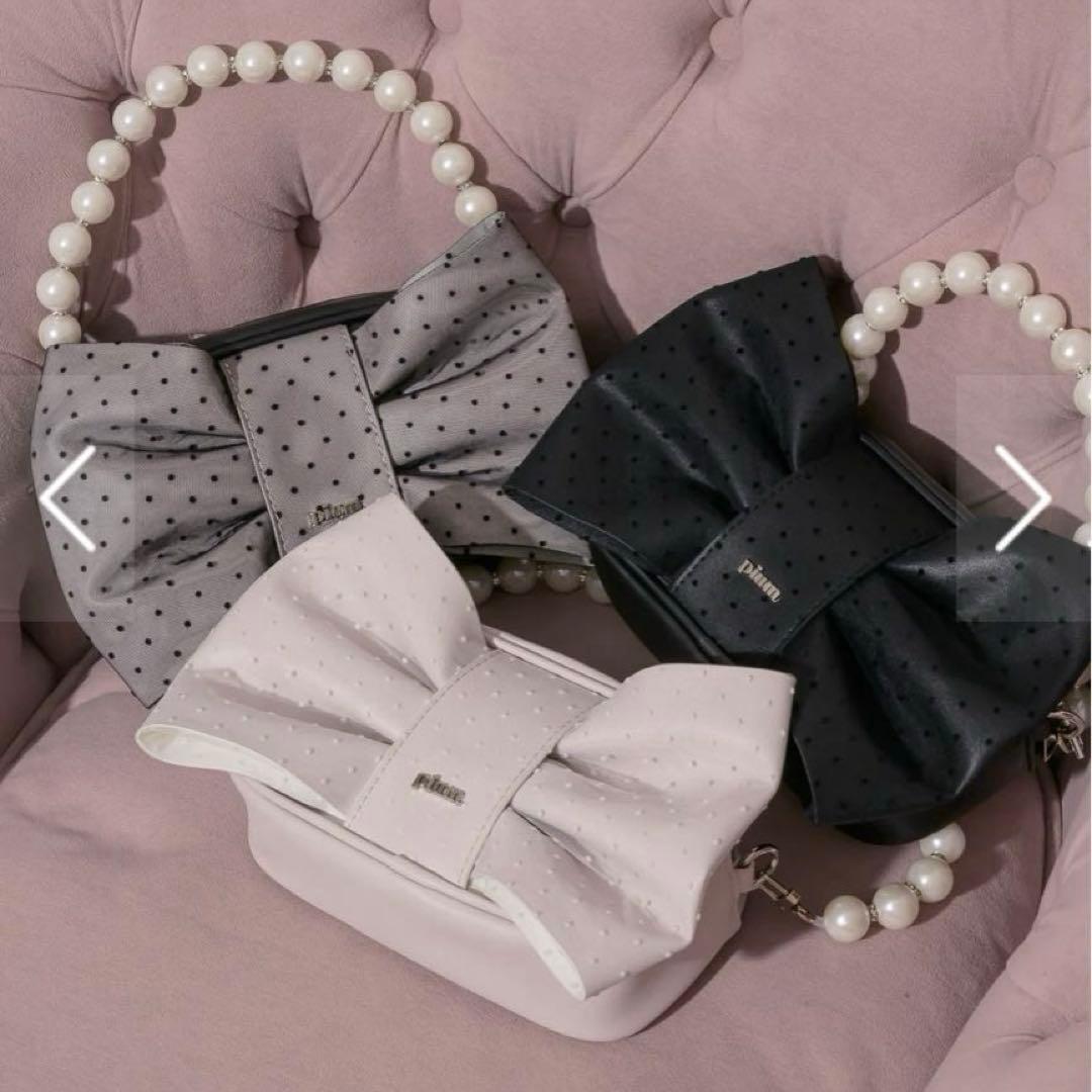 。❤︎ pium ピウム ドットチュールリボン2wayバッグ ブラック