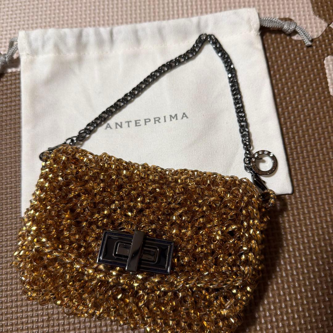 ANTEPRIMA ゴールド ビーズ パーティーバッグ