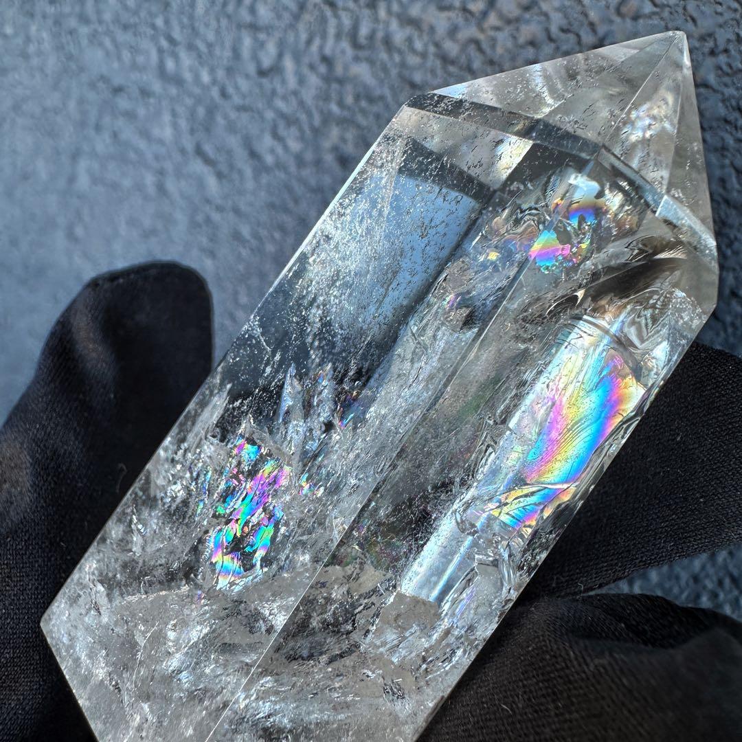 絶品❗アゼツライト☆レインボー☆ヒマラヤ水晶六角柱パワーストーン天然石A1302