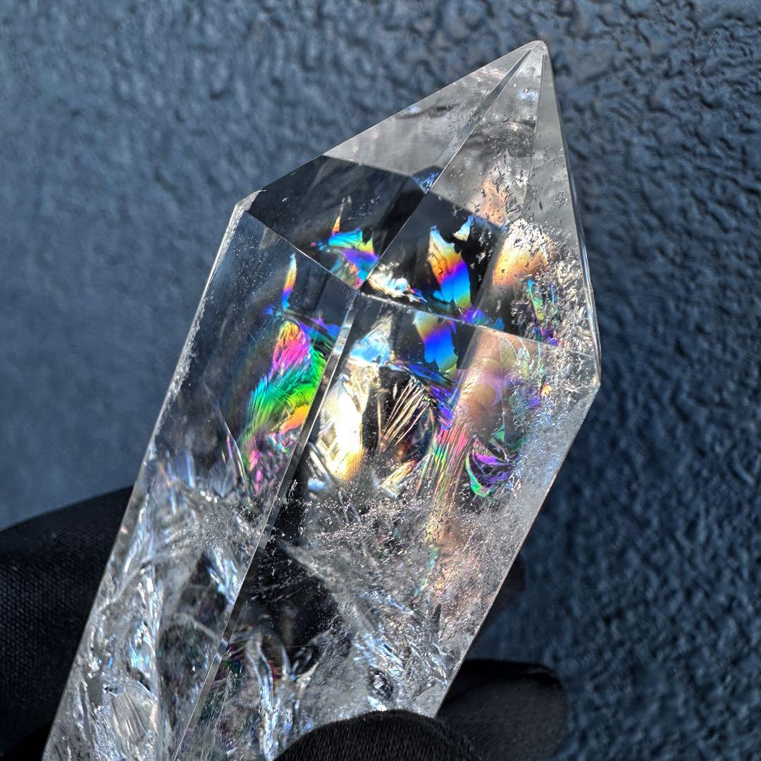 絶品❗アゼツライト☆レインボー☆ヒマラヤ水晶六角柱パワーストーン天然石A1302