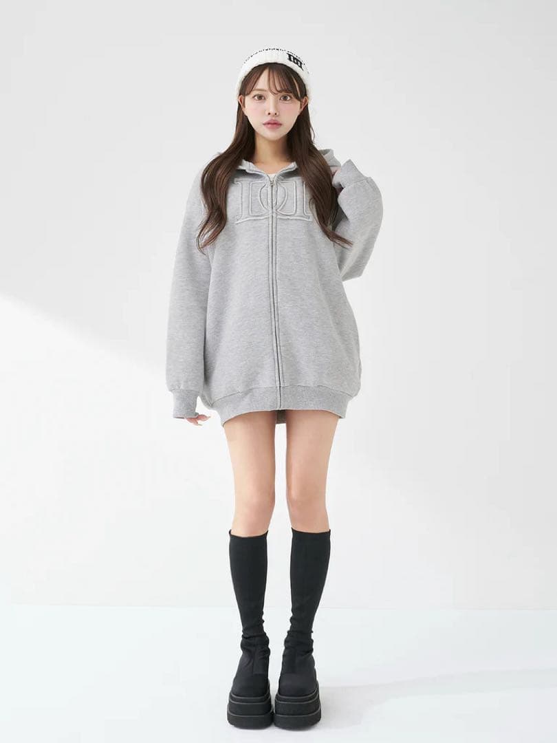 ♡ ダーリッチ Darich ♡ アップリケDDロゴパーカー グレー