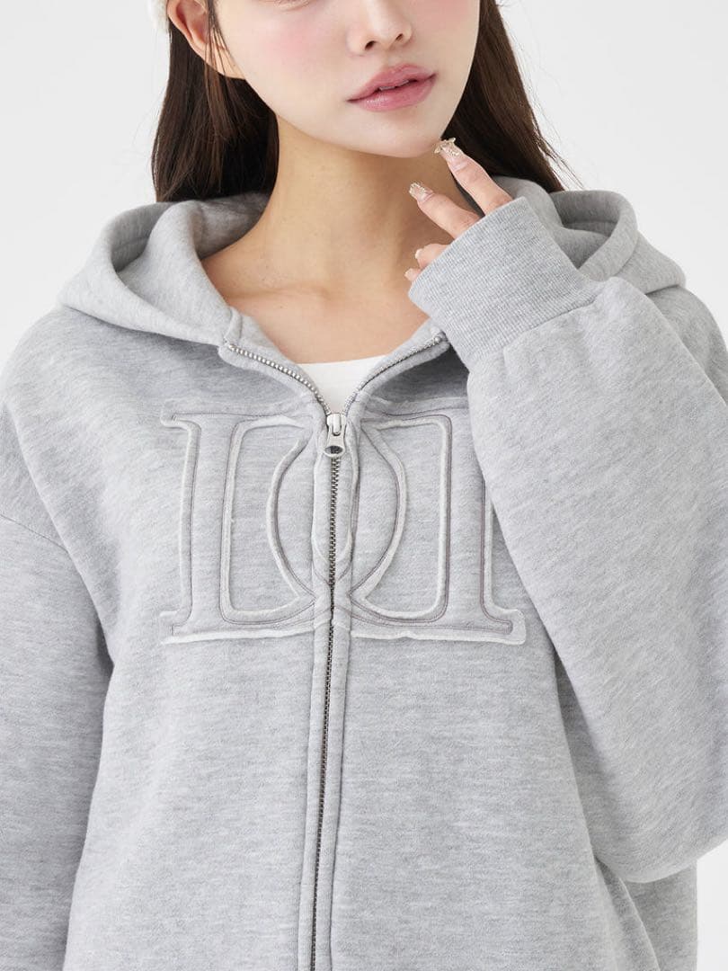 ♡ ダーリッチ Darich ♡ アップリケDDロゴパーカー グレー