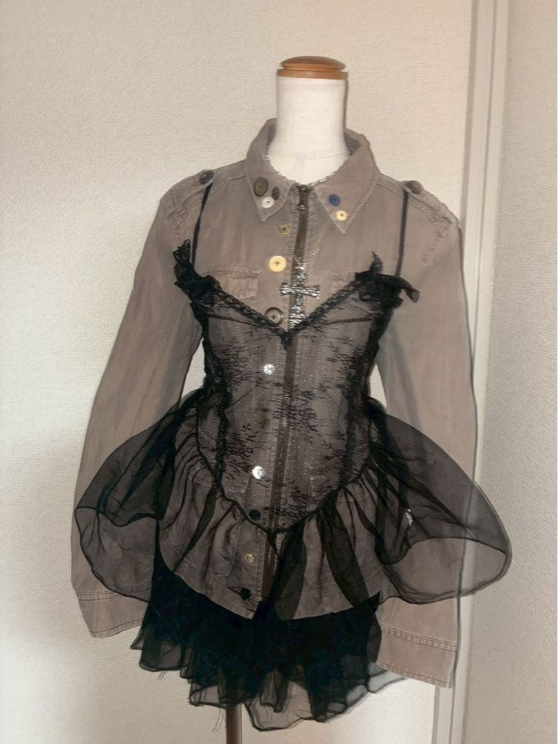 y2k ミニタリージャケット ボタン NANA 平成ギャル フェアリーグランジ