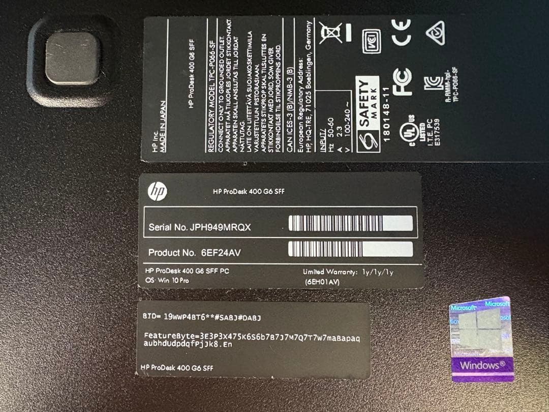 HP Prodesk 400 G6 第9世代i3 メモリ8GB SSD256G