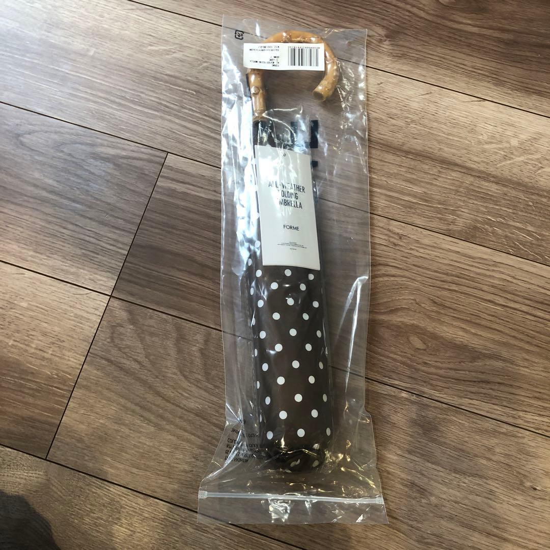 FORME 折りたたみ傘 ブラウン ドット柄