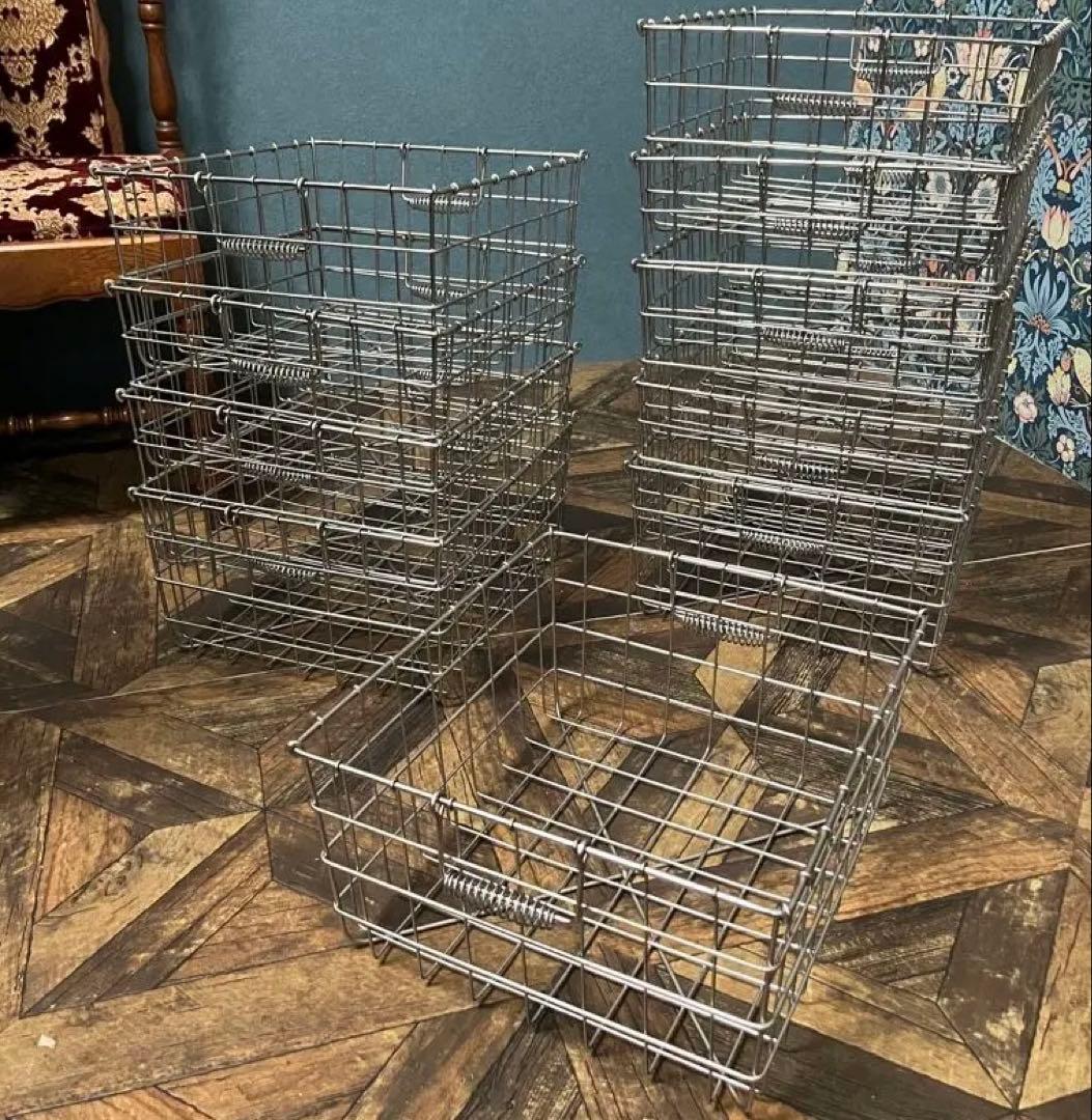 学校 給食かご ステンレス 10個 セット 昭和レトロ 収納 インテリア 当時物