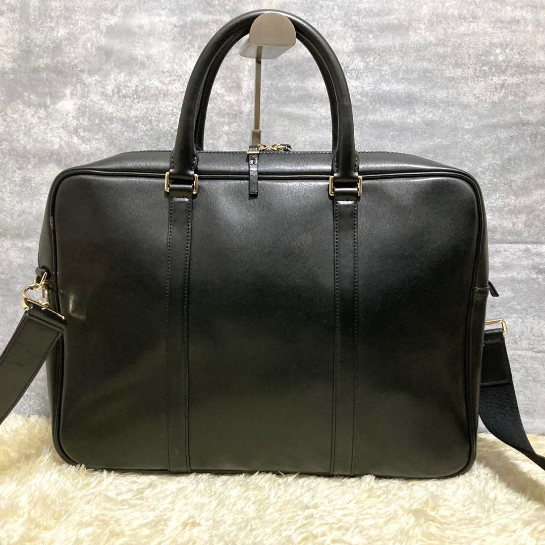 【極美品】ポールスミス　ビジネスバッグ　レザー　本革　マルチストライプ　ブラック