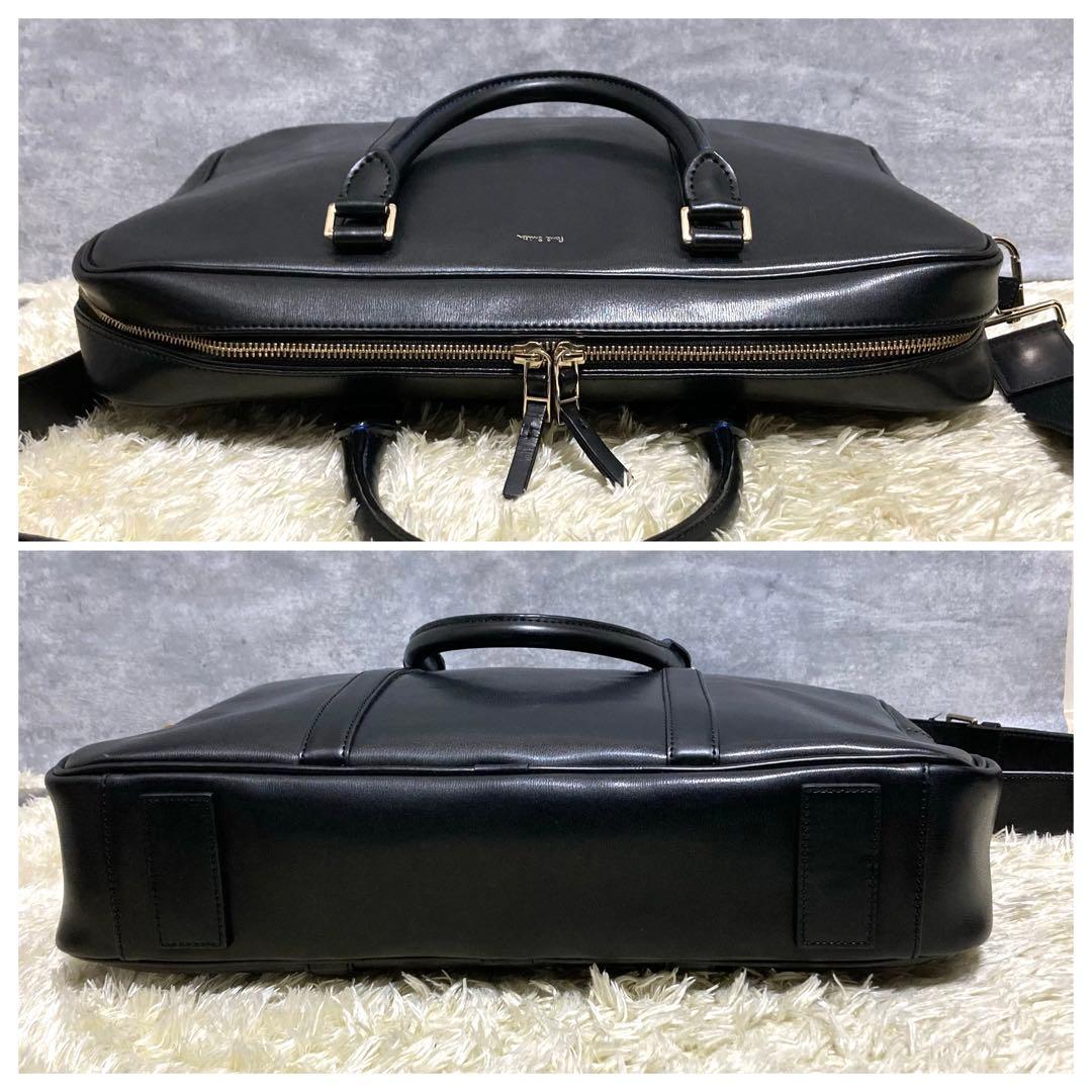 【極美品】ポールスミス　ビジネスバッグ　レザー　本革　マルチストライプ　ブラック