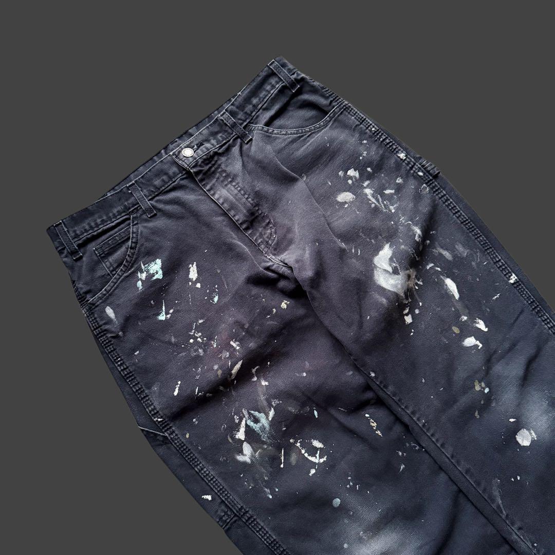 ディッキーズ ペンキ ペインターパンツ フェードブラック ダック地 グランジ