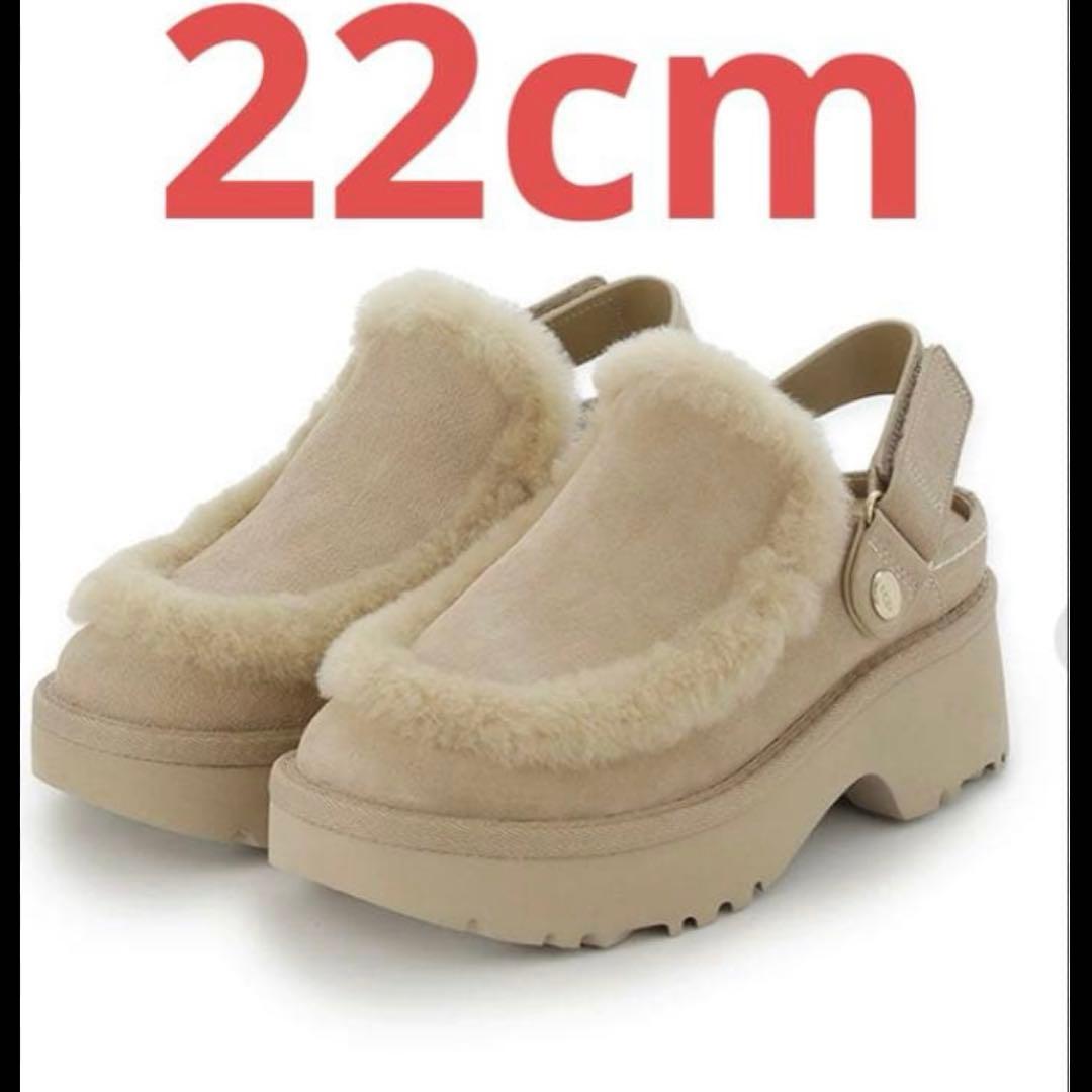 【公式購入】 UGG ベージュ ファー付き 厚底 スリッポン 2wey