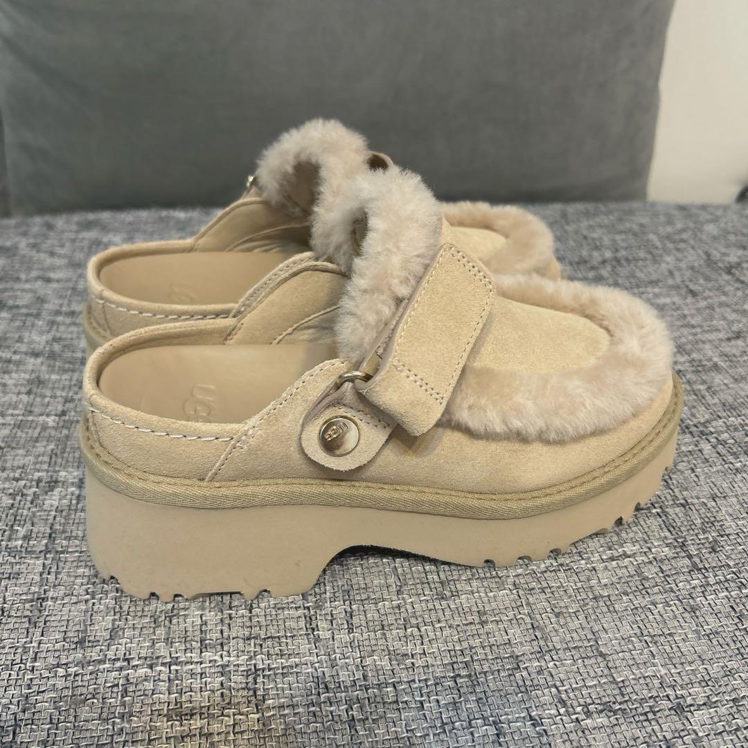 【公式購入】 UGG ベージュ ファー付き 厚底 スリッポン 2wey