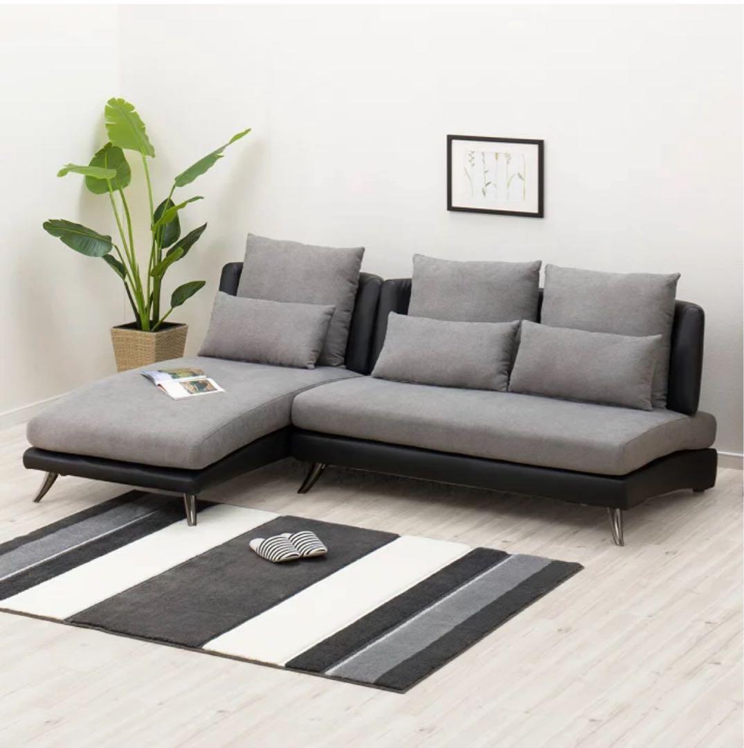 ニトリ　グレー カウチソファ 5人掛け