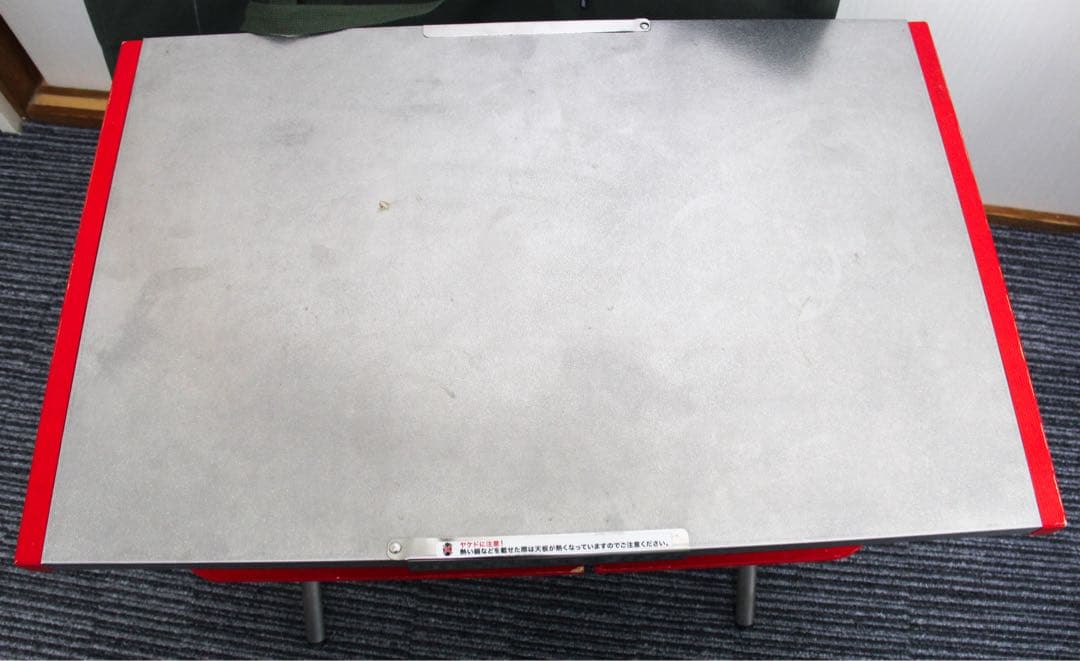 ユニフレーム 焚き火テーブルラージ 社外棚板・専用ケース ３点 赤色塗装済 中古