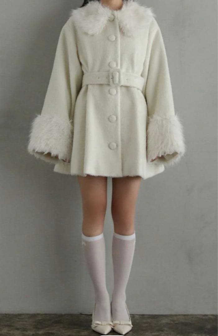 bubblesファーカラーメルトンコート