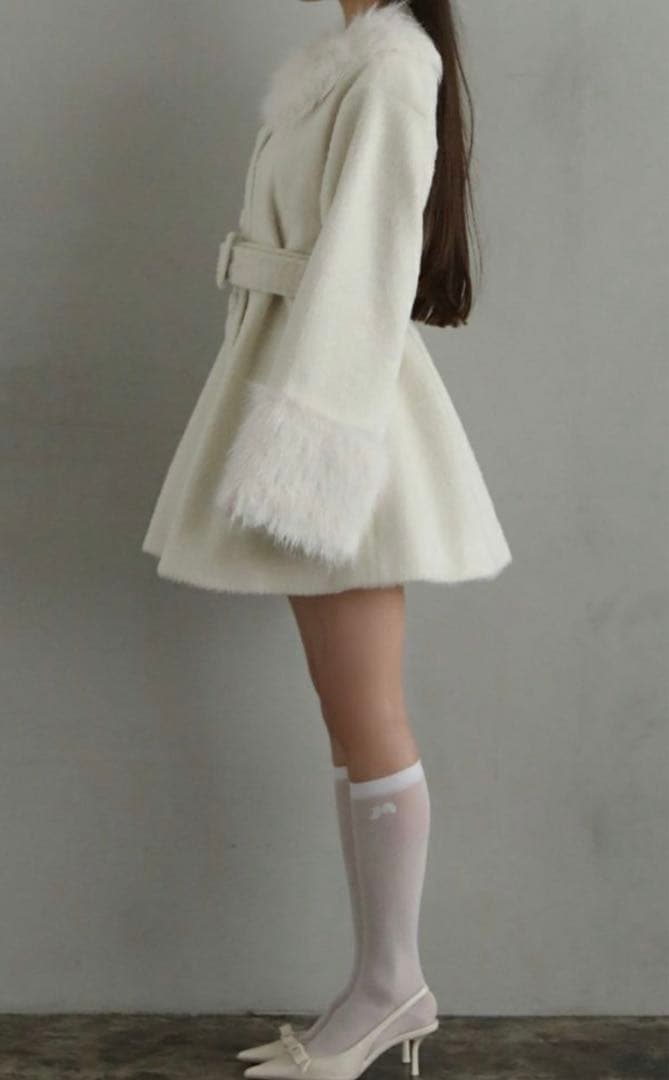 bubblesファーカラーメルトンコート