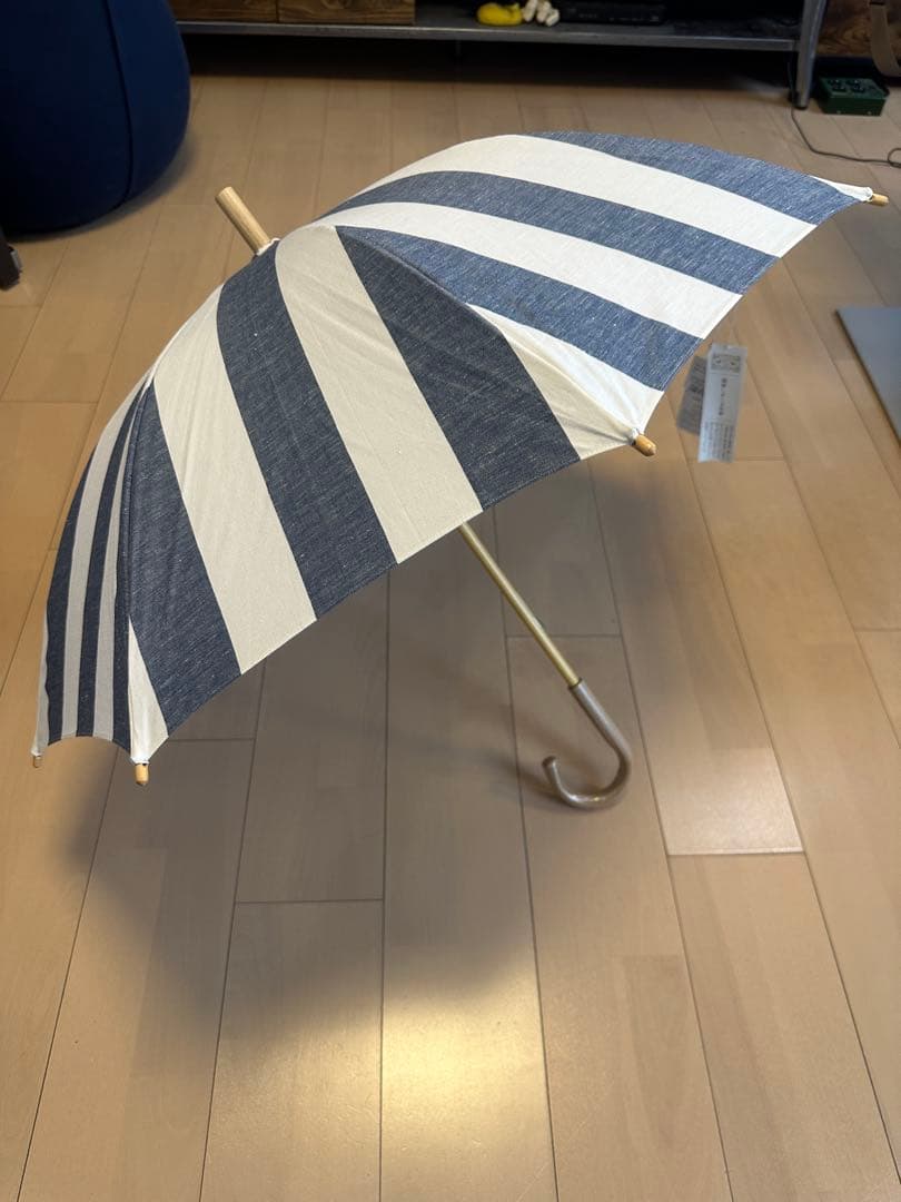 中川政七商店☆新品未使用しましま日傘☆ネイビーホワイトストライプ日傘☆晴雨兼用傘