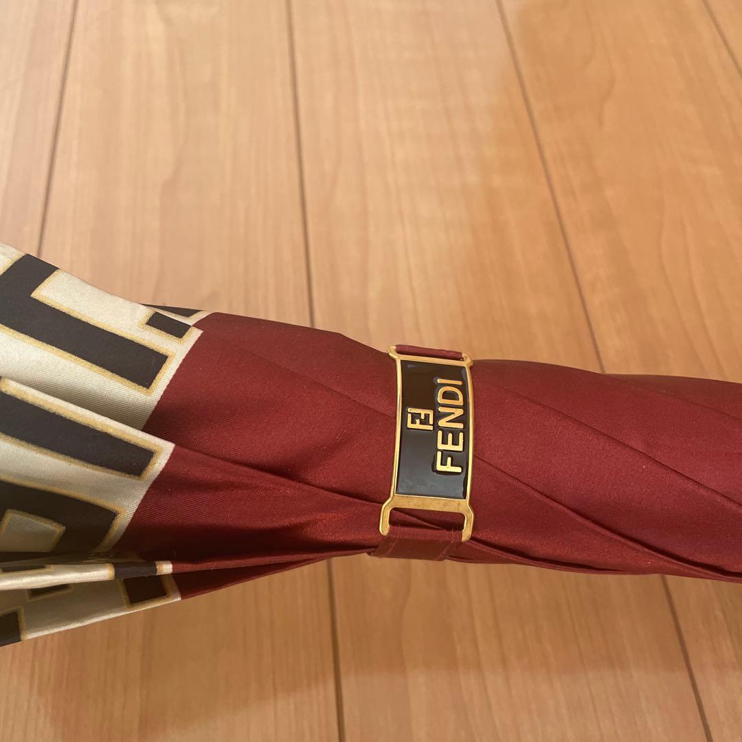 フェンディ 長傘 ズッカ柄 FF 雨傘 ボルドー　レッド 赤