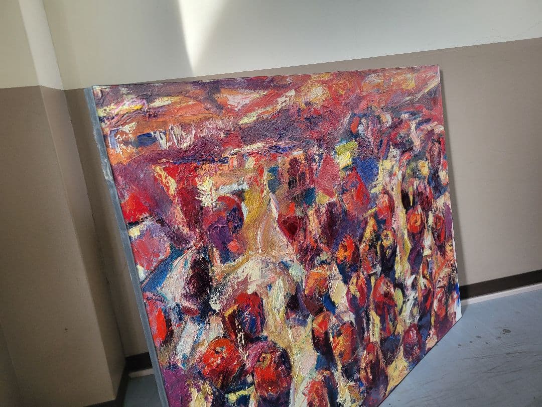 抽象油彩画 果物の静物 大きなキャンバス