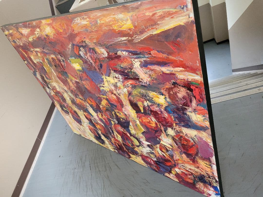 抽象油彩画 果物の静物 大きなキャンバス