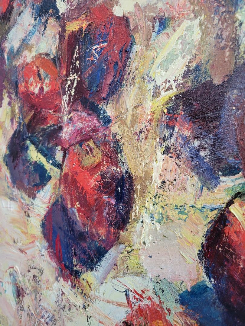 抽象油彩画 果物の静物 大きなキャンバス