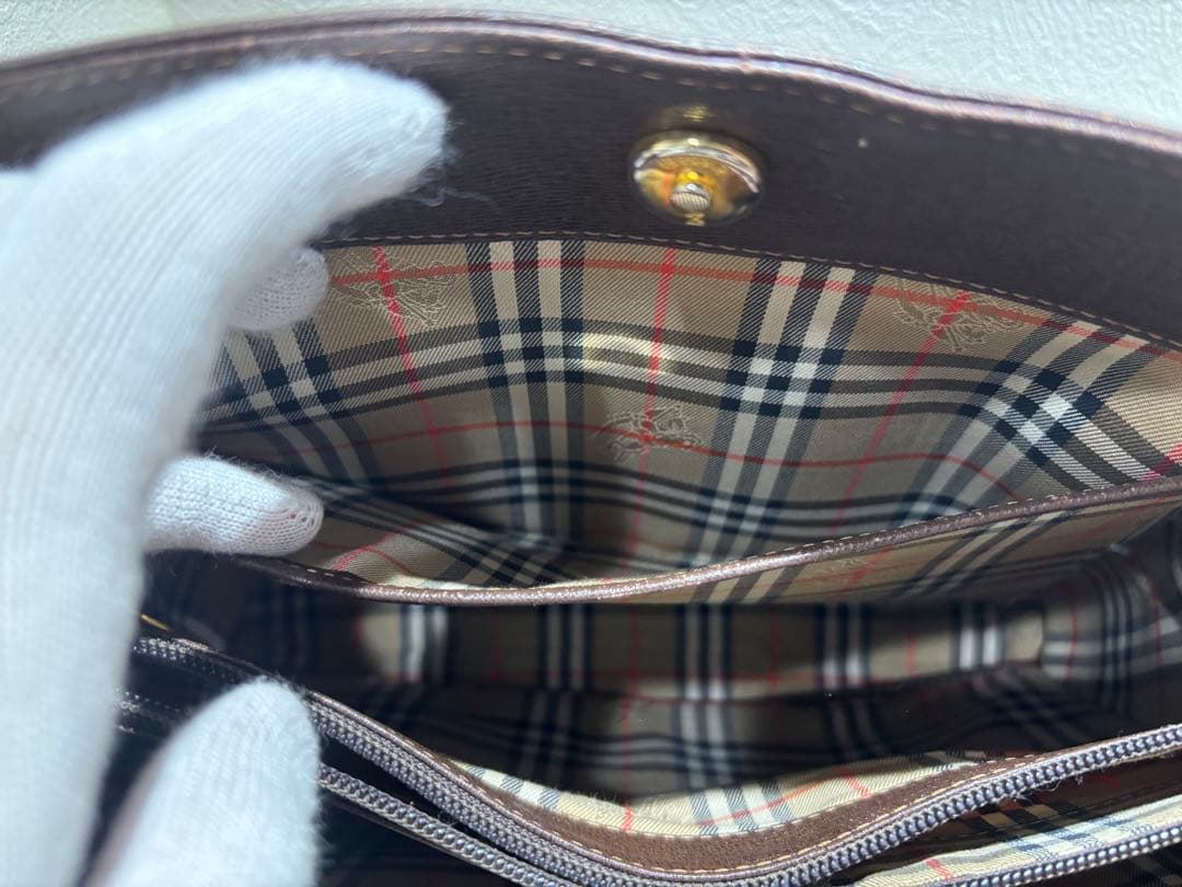 Burberrys バーバリーズ　ブラウンレザー バンドバッグ