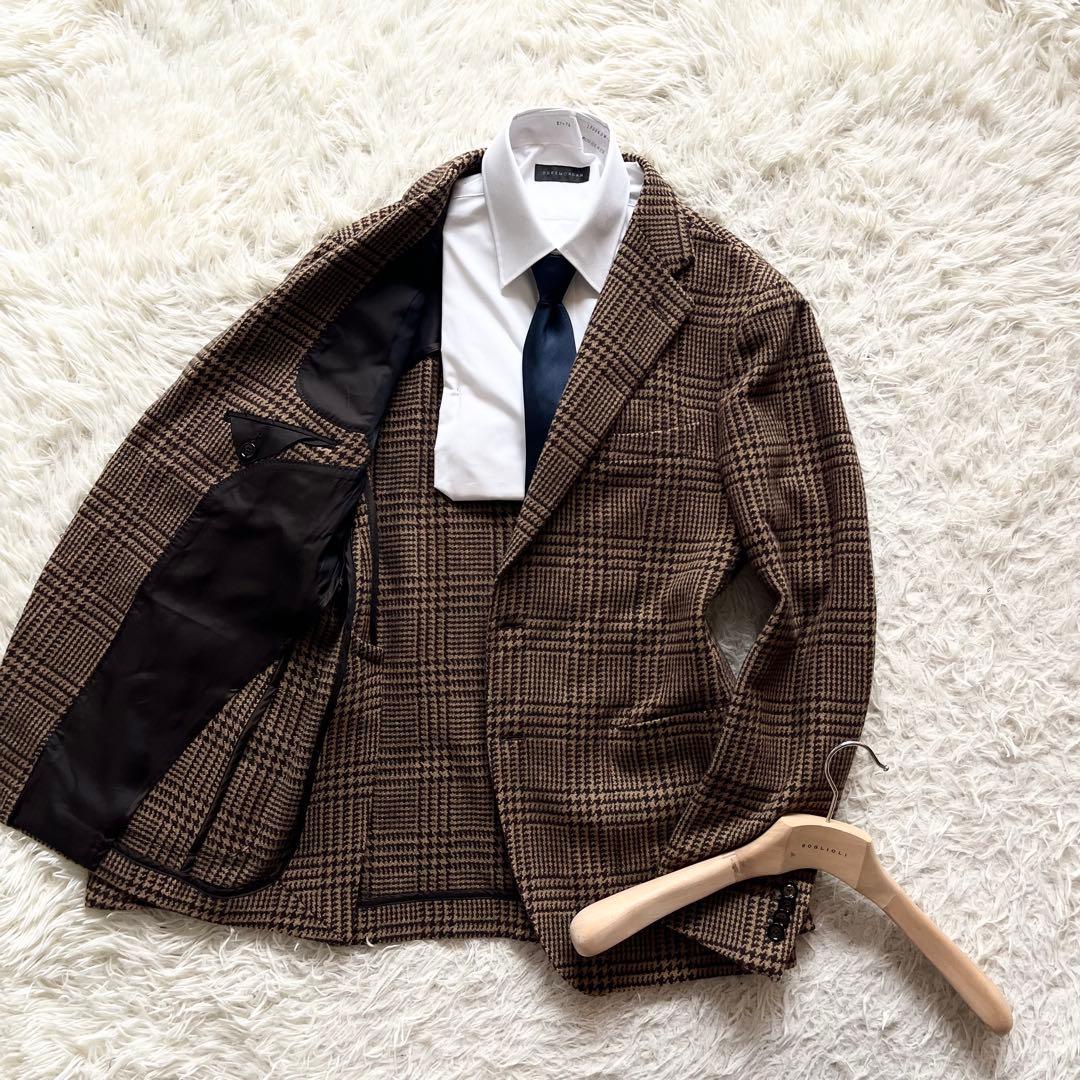 <極美品>TAGLIATORE ×ブリッラ ブラウン ウール ジャケット 50