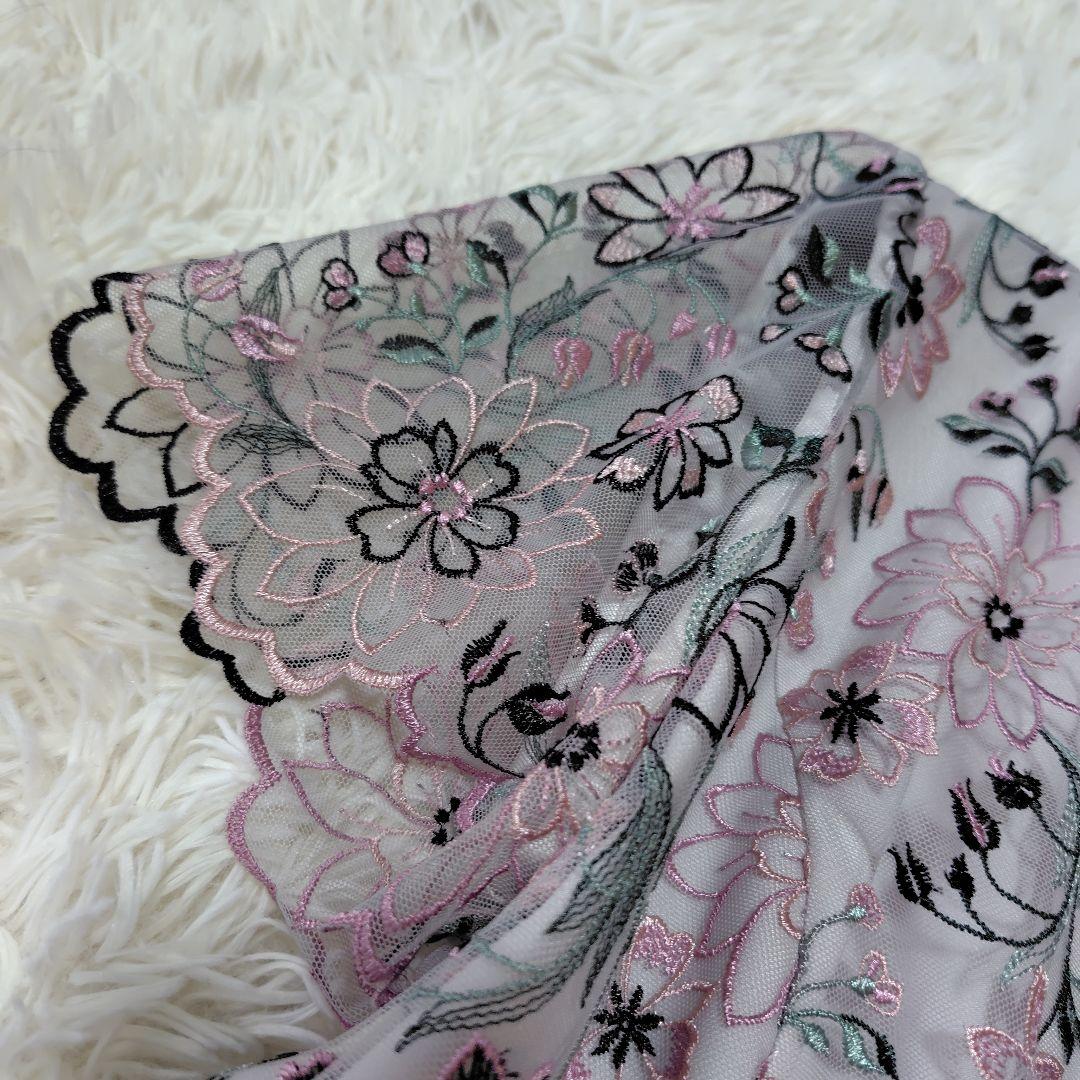 【極美品♡希少42】ローズティアラジュエル　高級フラワーチュール刺繍ワンピース