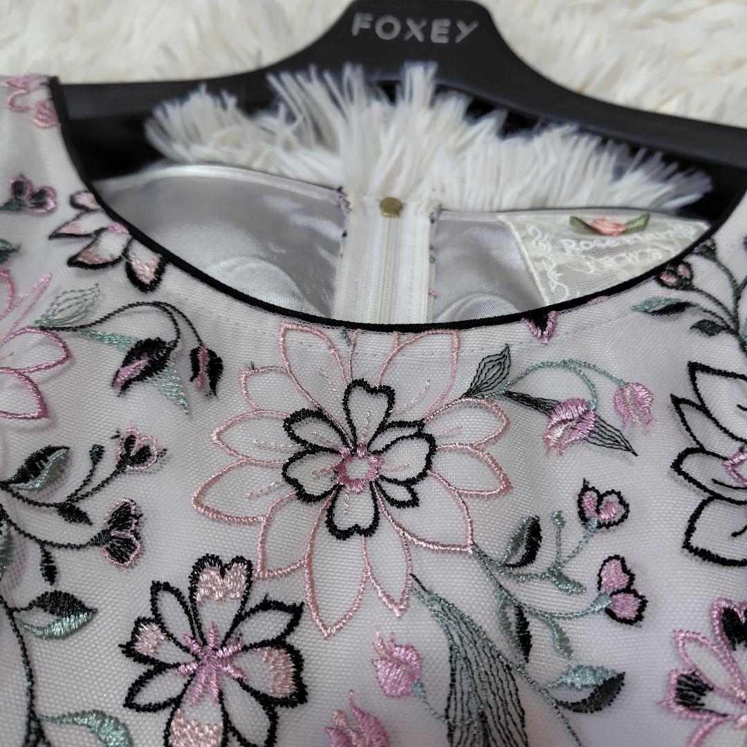 【極美品♡希少42】ローズティアラジュエル　高級フラワーチュール刺繍ワンピース