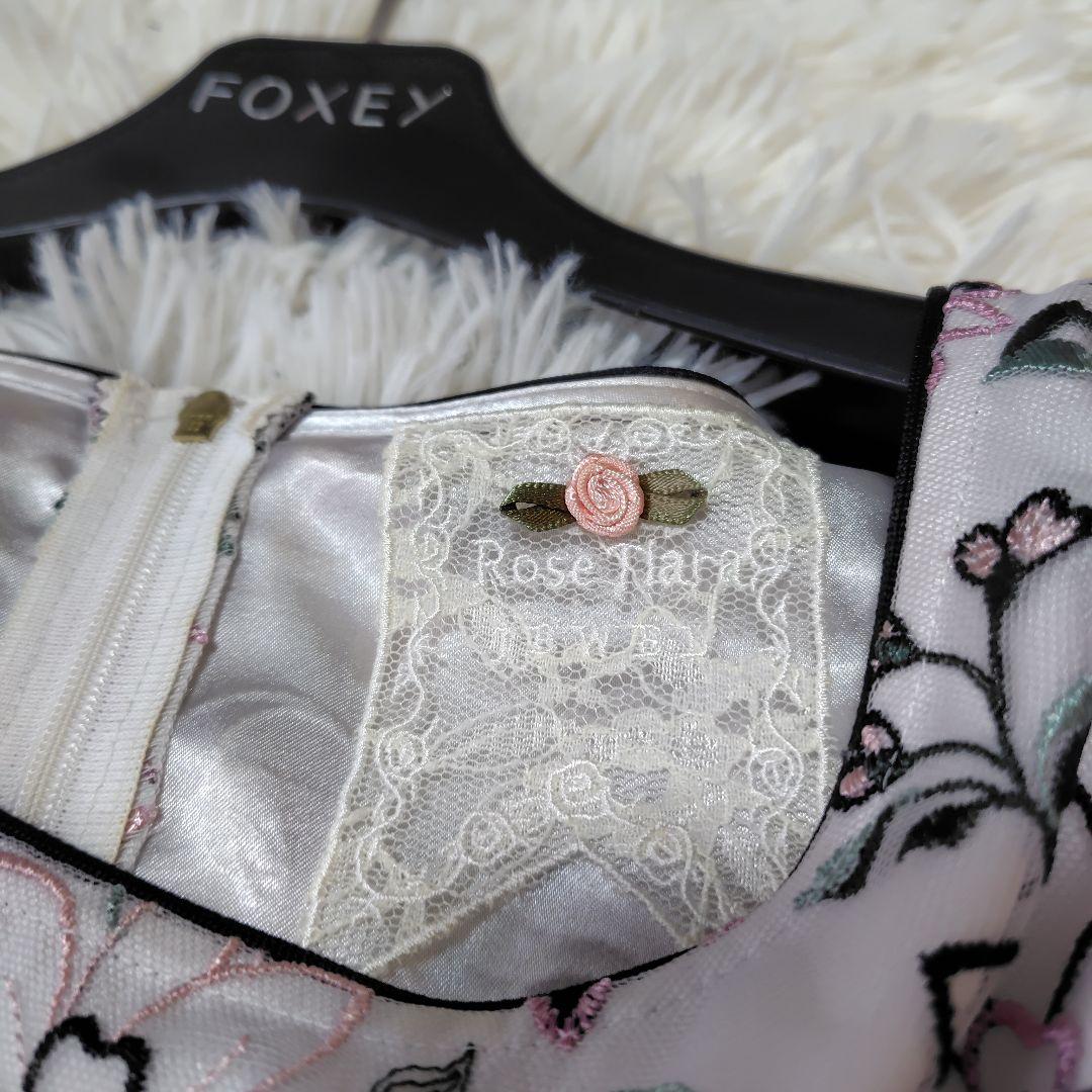 【極美品♡希少42】ローズティアラジュエル　高級フラワーチュール刺繍ワンピース