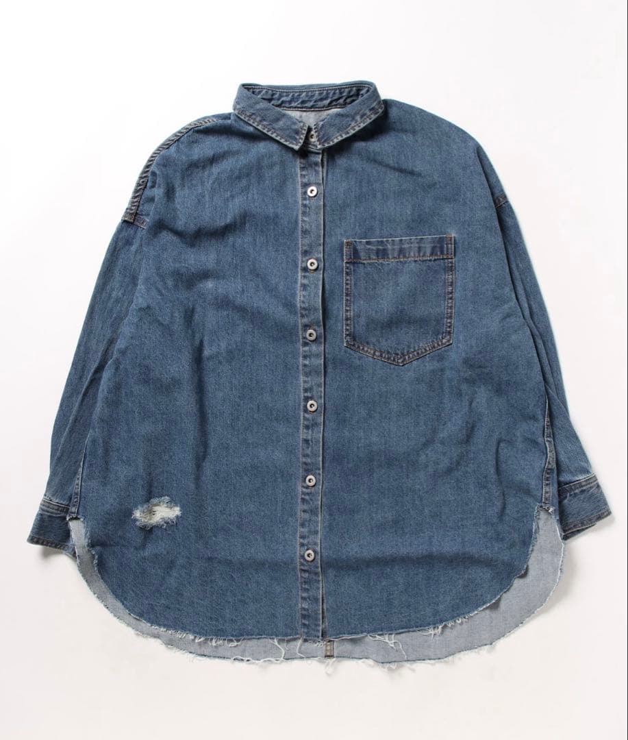 DouDouダメージデニムシャツ
