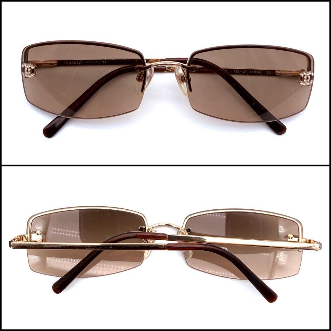【美品】CHANEL シャネル　リムレス　ココマーク　サングラス　ラインストーン