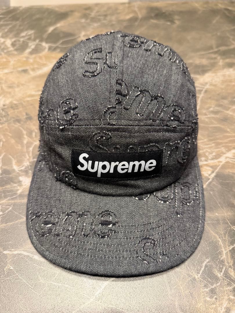 Supreme 黒 デニムキャップ