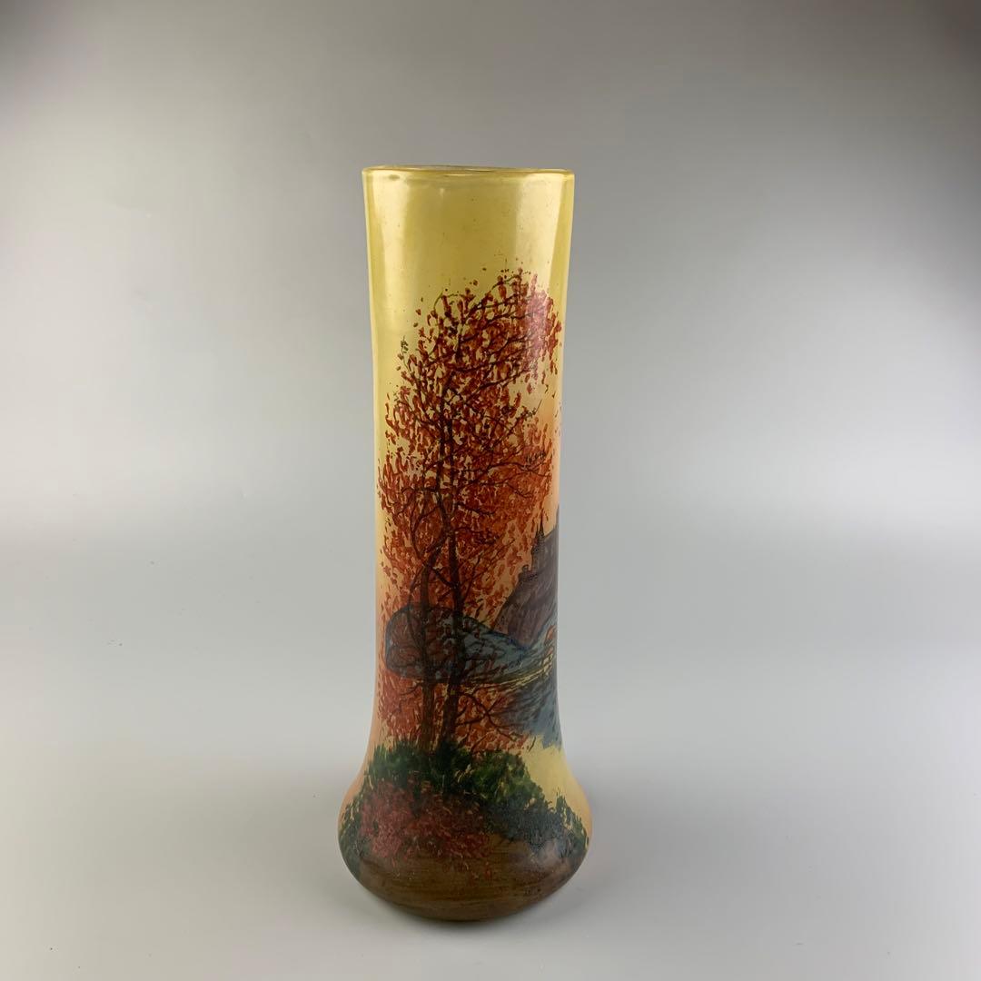 ガラス 花瓶 花器 在銘 硝子アンティーク 飾壺 西洋美術 ガラス工芸