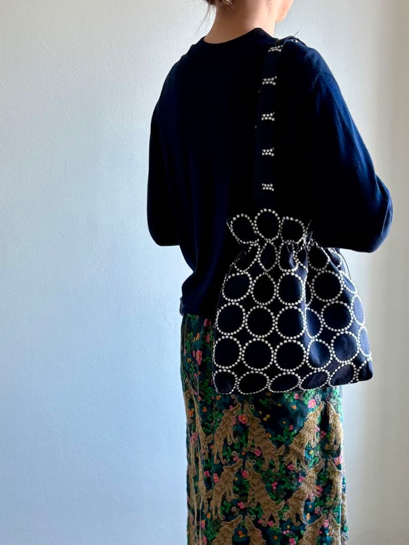 ミナペルホネン生地使用 ✳︎ tambourine 巾着バッグA