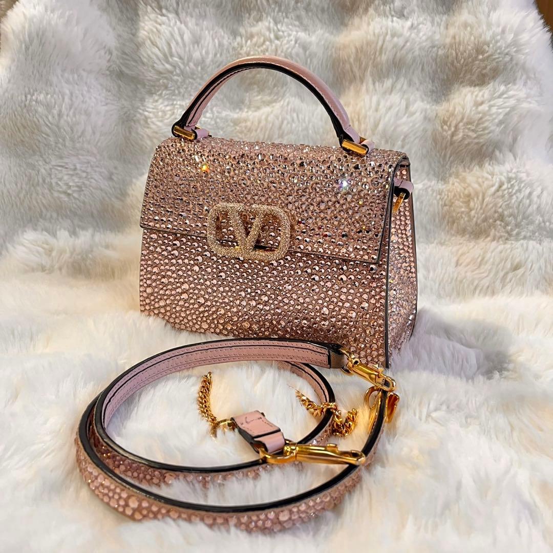 美品✨希少✨ヴァレンティノ Vスリング ミニハンドバッグ ピンク