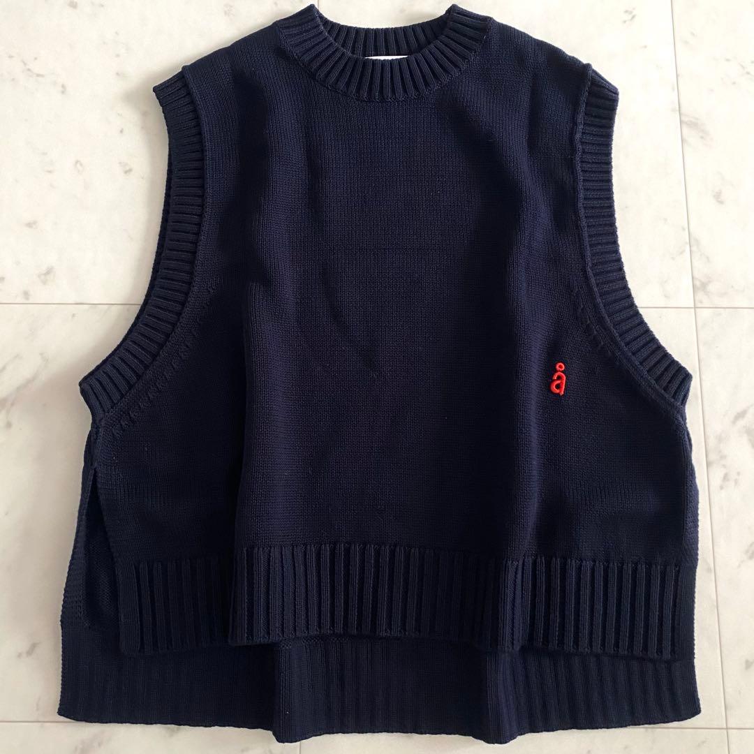 極美品 ナゴンスタンス nagonstans コットンニットカレッジベスト M