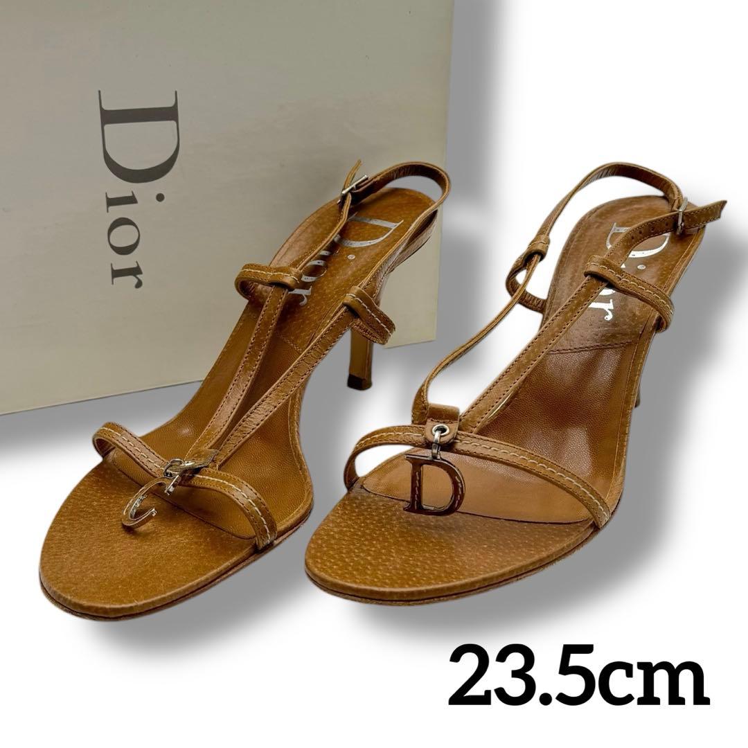 美品 Dior ディオール ロゴ レザー ヒール サンダル ミュール ビンテージ