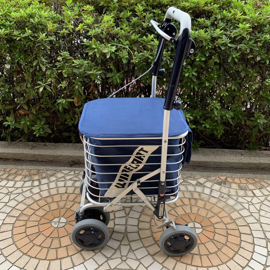 ユーバ産業　ショッピングカー　アルミワイヤーカート　スワレル バッグ付き