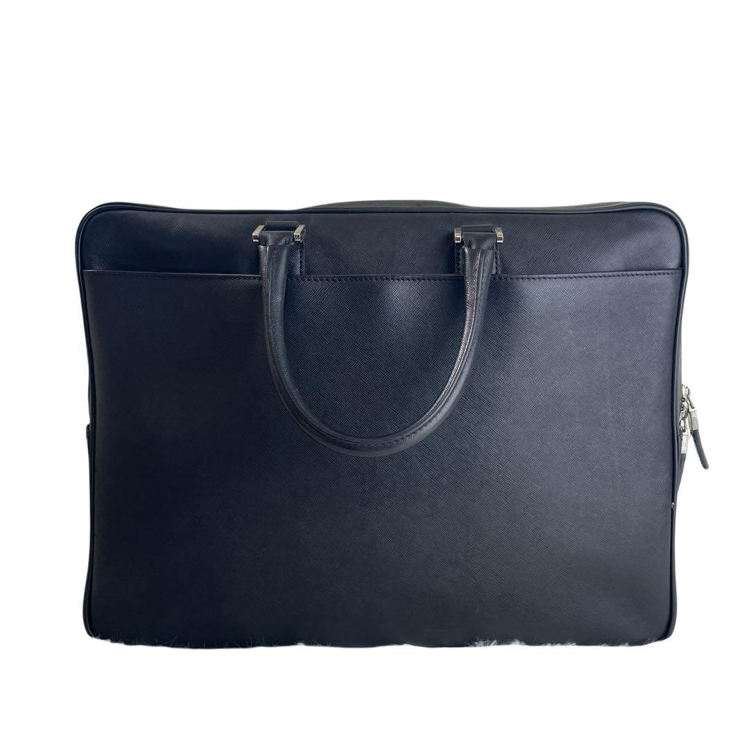 【美品】バーバリー ビジネスバッグ サフィアーノレザー ブラック A4可