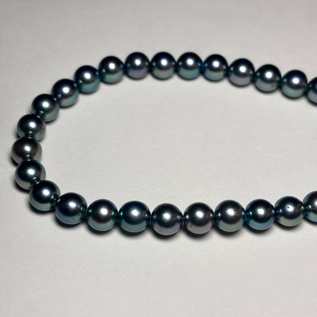あこや真珠　パールネックレス　6.0-6.5mm 本真珠　ブルー系