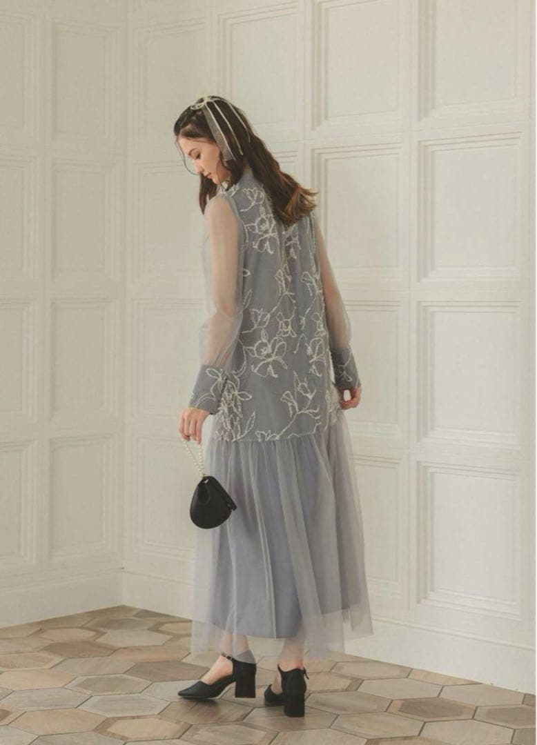 7★新品★ドリードール　フェザーフラワーチュールドレス　L