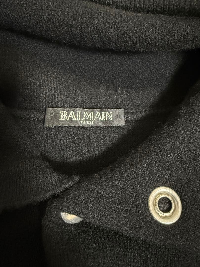 BALMAIN フード付き ブラックニットセーター M