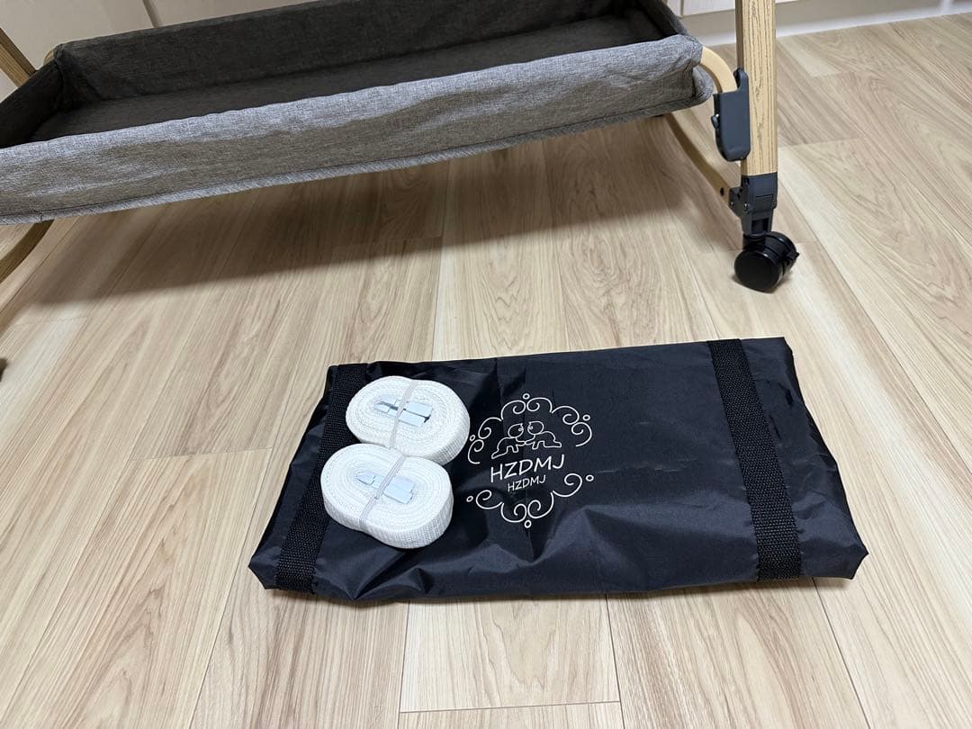 【Y】HZDMJ ベビーベッド グレー 蚊帳付き