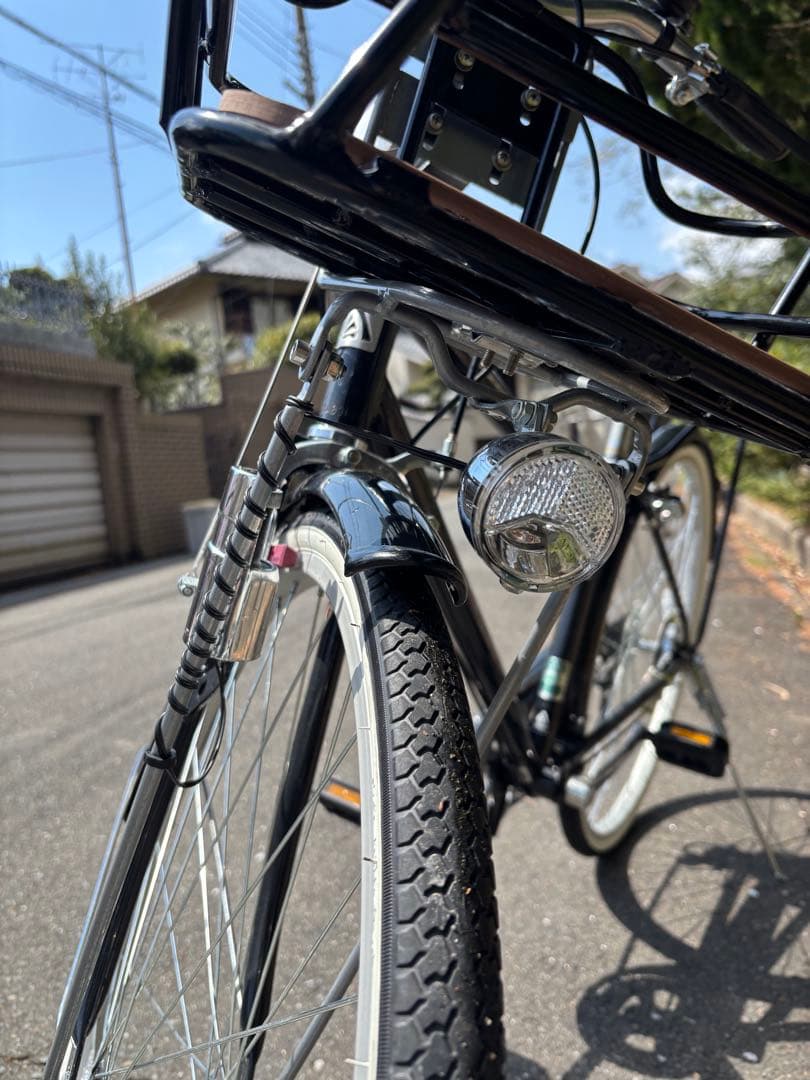 Asahi 27インチ シティサイクル ブラック 前バスケット付き