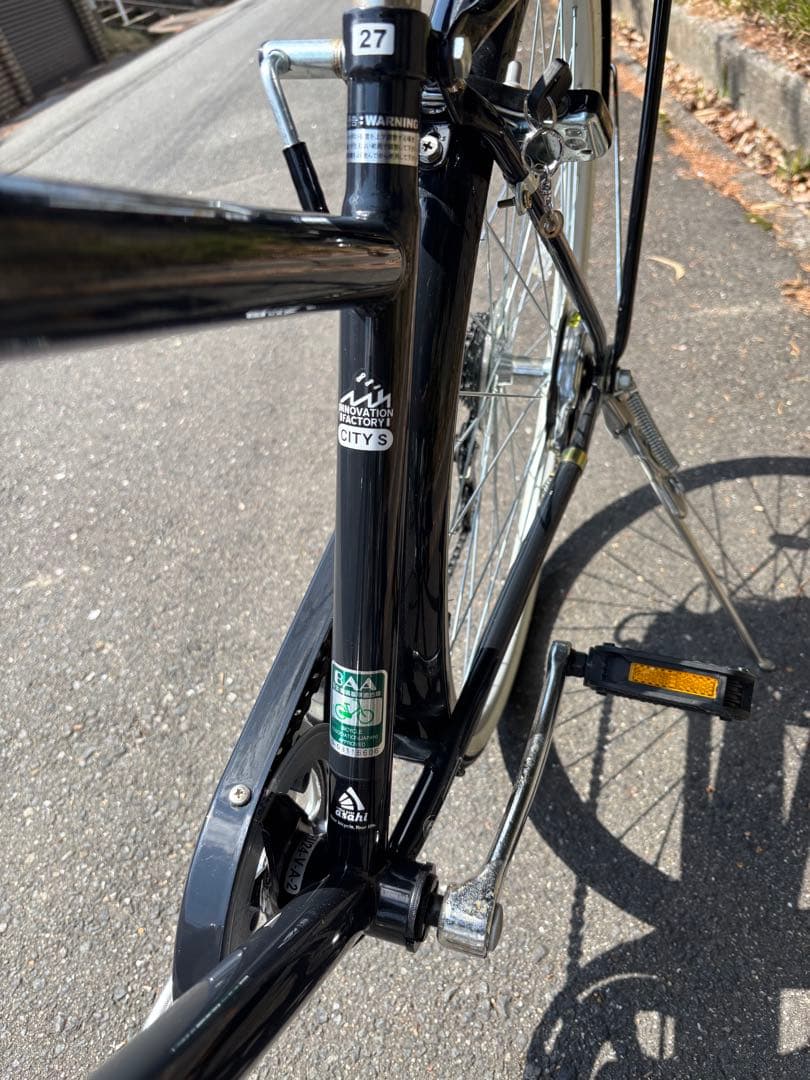Asahi 27インチ シティサイクル ブラック 前バスケット付き